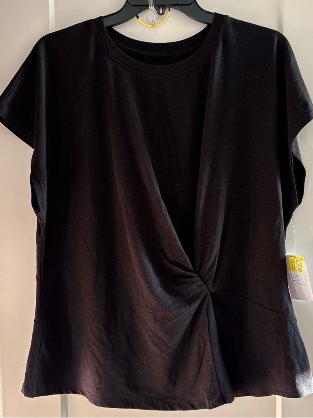 Black Twist-Front Short Sleeve Top